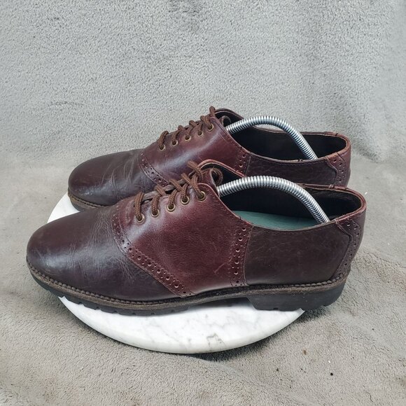 HS Trask Shoes Mens Size 9.5 Brown Leather Lace Up Comfort Oxford